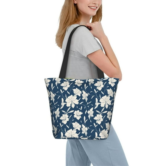 Kdxio Lilies Flowers Women Reusable Grocery Bags Foldable Ripstop,Reusable Shopping Bags for Shopping,Gym,Gift