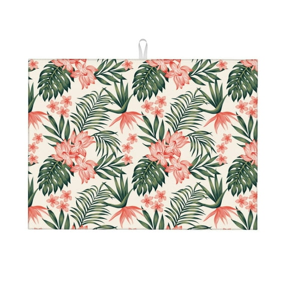 Kdxio Lilies Flowers for Dish Drying Mat,24*18 inch Absorbent Dish Drainer Kitchen Counter,Large Size Dish Drying Pad for Countertops,Draining Racks