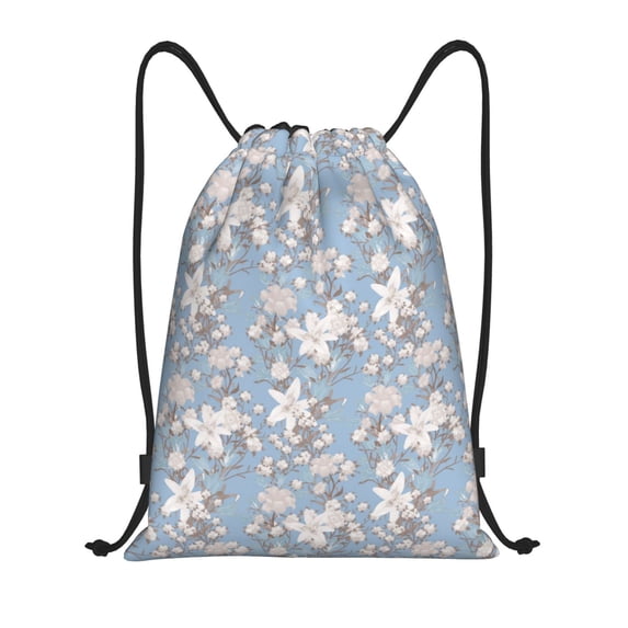 Kdxio Lily Flower Print Drawstring Backpack Bag,Waterproof Draw String Back Sack, Gym Drawstring Bags Swim Bag For Unisex