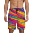 thumbnail image 1 of Kdxio Lines Multicolored Rainbow Print Mens Sleep Shorts Bottoms Soft Comfy Pajama Wear Pants with Drawstring Pockets, 1 of 7
