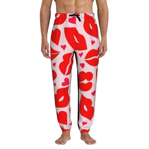 Kdxio Lips Kiss Pattern Joggers,Sweatpants for Men with Pockets-3X-Large