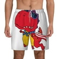 thumbnail image 1 of Kdxio Little American Dinosaur Print Men'S Swim Trunks With Compression Liner 7 Inch Inseam Quick Dry Swim Shorts, 1 of 7