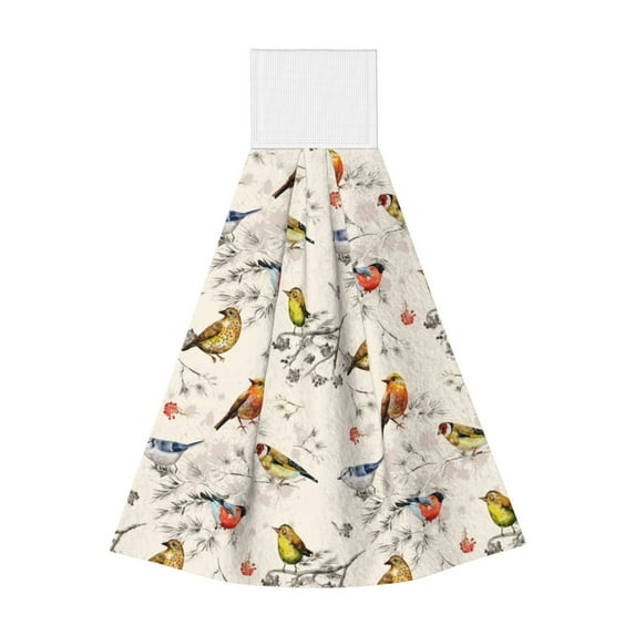 Kdxio Little Birds Hand Towel with Loop Hanging Towel Absorbent Tie Towels for Kitchen Tea Bar Bathroom Decor