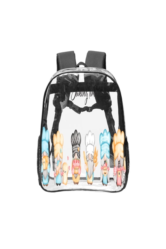 Little Chef Gnome Clear Backpack, Transparent Bookbag for School for Women Men, Capacity Clear Bag for College, Travel