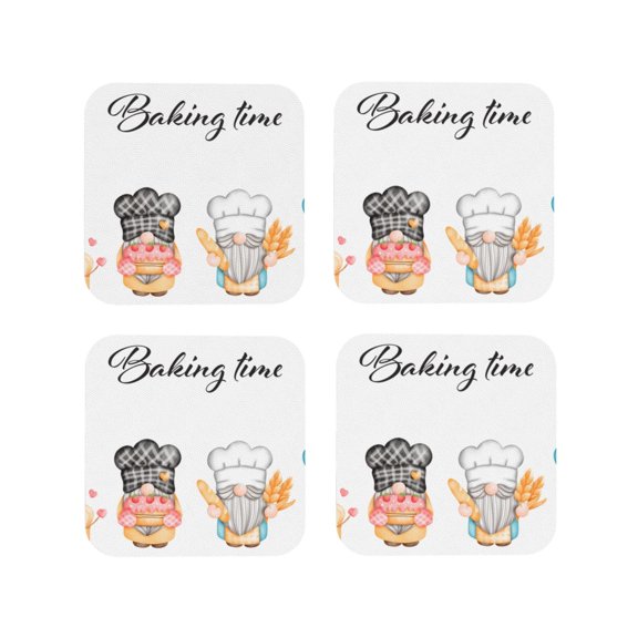 Kdxio Little Chef Gnome Funny Coasters,4 Pcs Leather Coasters,Housewarming Gifts,Protect Furniture from Water Marks Scratch and Damage