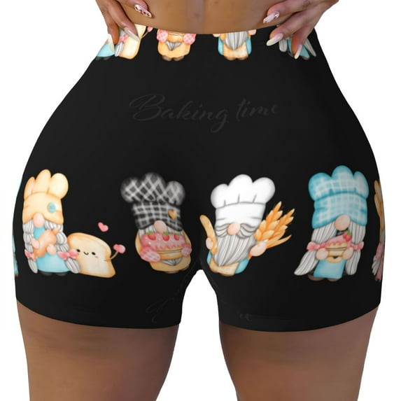 Kdxio Little Chef Gnome Print Workout Shorts for Women Seamless Soft Smooth Gym Yoga Scrunch Active Shorts