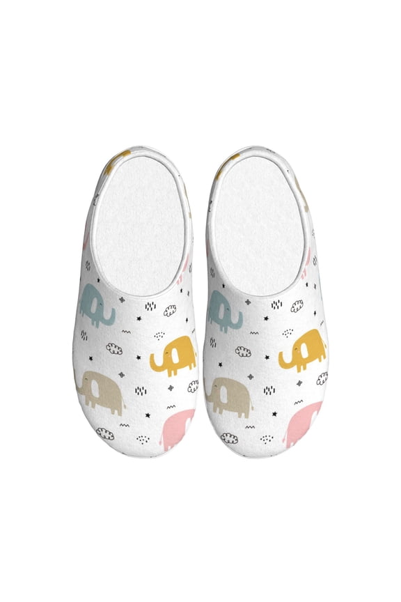Little Elephant Women's Men's Slippers Plush Slip-On House Slipper for Winter Indoor Soft Cushion Non-slip Fluffy Slides Slippers-39/40