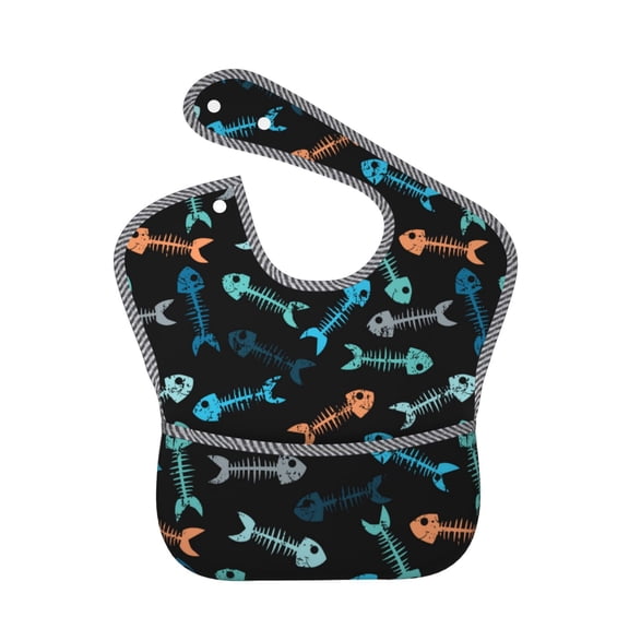 Kdxio Little Fish Skeleton Bibs For Babies, Baby Bibs for Eating, Toddler Bibs, Waterproof Bibs, Feeding Bibs, for Toddlers, Boys, Girls