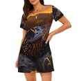 thumbnail image 1 of Kdxio Lizard With Sunglasses Sunset Pattern Womens Short Sleeve Sleepshirt Scoopneck Cute Nightdress Ruffle Comfy Nightgown, 1 of 6