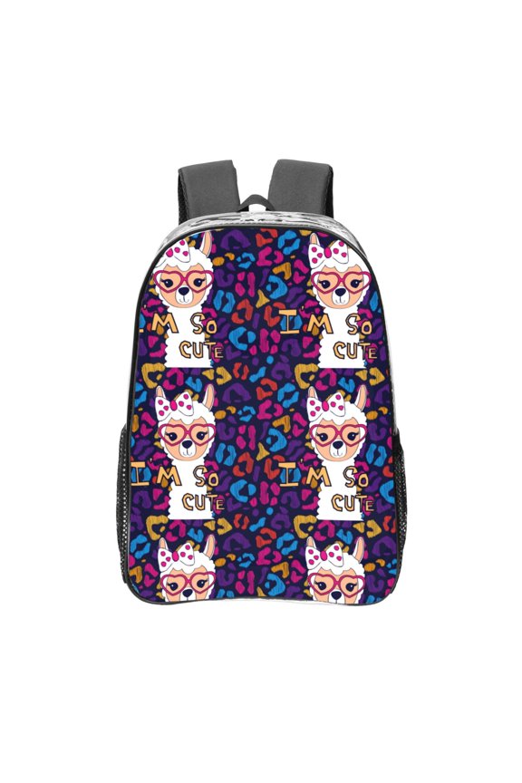 Llama Alpaca Clear Backpack, Transparent Bookbag for School for Women Men, Capacity Clear Bag for College, Travel