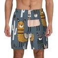 thumbnail image 1 of Kdxio Llama And Cactus Print Men'S Swim Trunks With Compression Liner 7 Inch Inseam Quick Dry Swim Shorts, 1 of 7