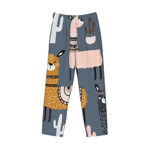 Kdxio Llama and Cactus Print Men's Sleep Pajama Pant Lounge Pants with Pockets