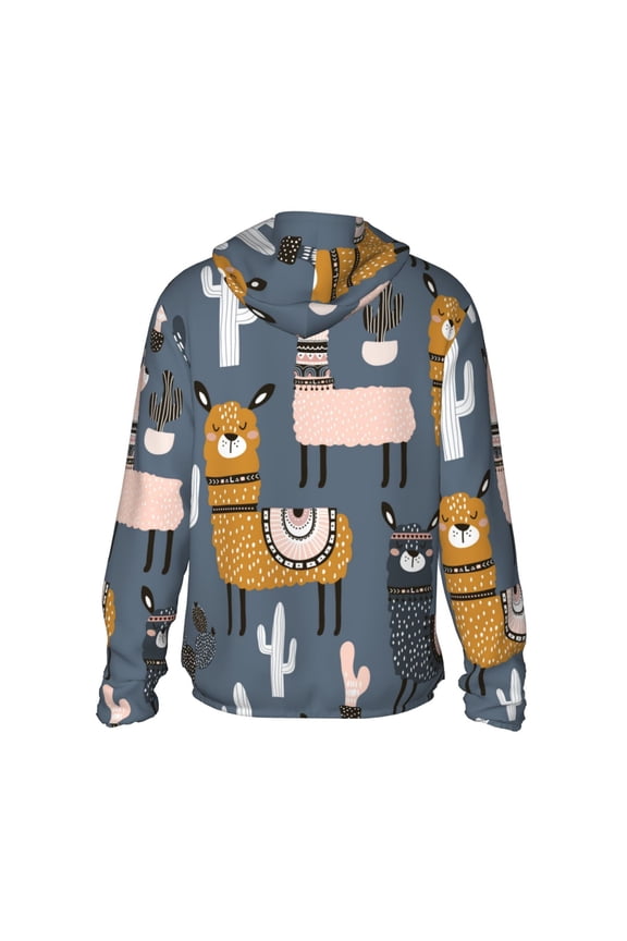 Llama and Cactus Print Women Men Sun Protection UPF 50+ Jackets Zip Up Long Sleeve Hoodie Hiking Lightweight with Pockets