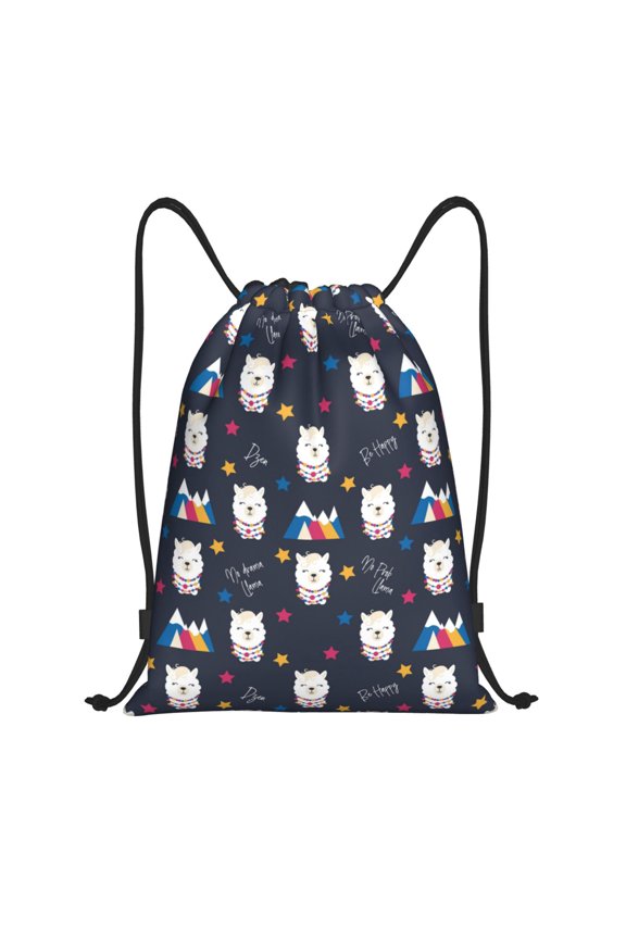 Llamas 1 Print Drawstring Backpack Bag,Waterproof Draw String Back Sack, Gym Drawstring Bags Swim Bag For Unisex