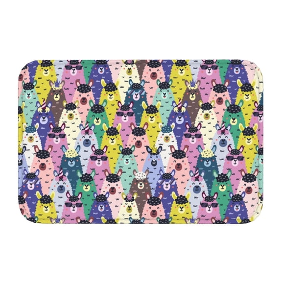 Kdxio Llamas Colorful,16" x 24", Non-Slip Front Door Mats,Outdoor Welcome Mat Washable