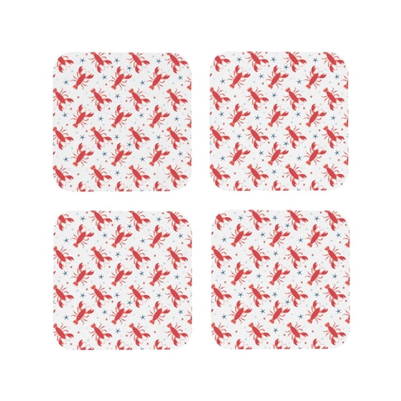 Kdxio Lobsters And Sea Stars Funny Coasters,4 Pcs Leather Coasters,Housewarming Gifts,Protect Furniture from Water Marks Scratch and Damage