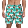thumbnail image 1 of Kdxio Lobsters Of Turquoise Waves Print Men's Swim Trunks with Compression Liner 7 Inch Inseam Quick Dry Swim Shorts, 1 of 5