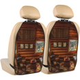 thumbnail image 1 of Kdxio Log Cabin Inside Print 2 Pack Car Kick Mat Seat Cover Back Protector Mat with Pockets for Organizer Backseat Protector and Storage Anti Kick Pad for Vehicles, 1 of 9