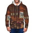thumbnail image 1 of Kdxio Log Cabin Inside Print Men Hoodies Casual Hoodies for Men with Zip Pockets Full Zip Long Sleeve Sweatshirt Sports Hooded Jacket-Small, 1 of 5