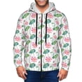 thumbnail image 1 of Kdxio Lotus Flower Print Men Hoodies Casual Hoodies for Men with Zip Pockets Full Zip Long Sleeve Sweatshirt Sports Hooded Jacket-Small, 1 of 5