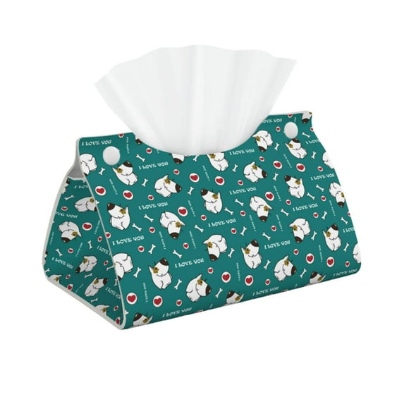 Kdxio Love Dog Print Tissue Box Cover,Modern PU Leather Rectangular Tissue Box Holder for Bathroom Living Room Bedroom Office Desk Car Home