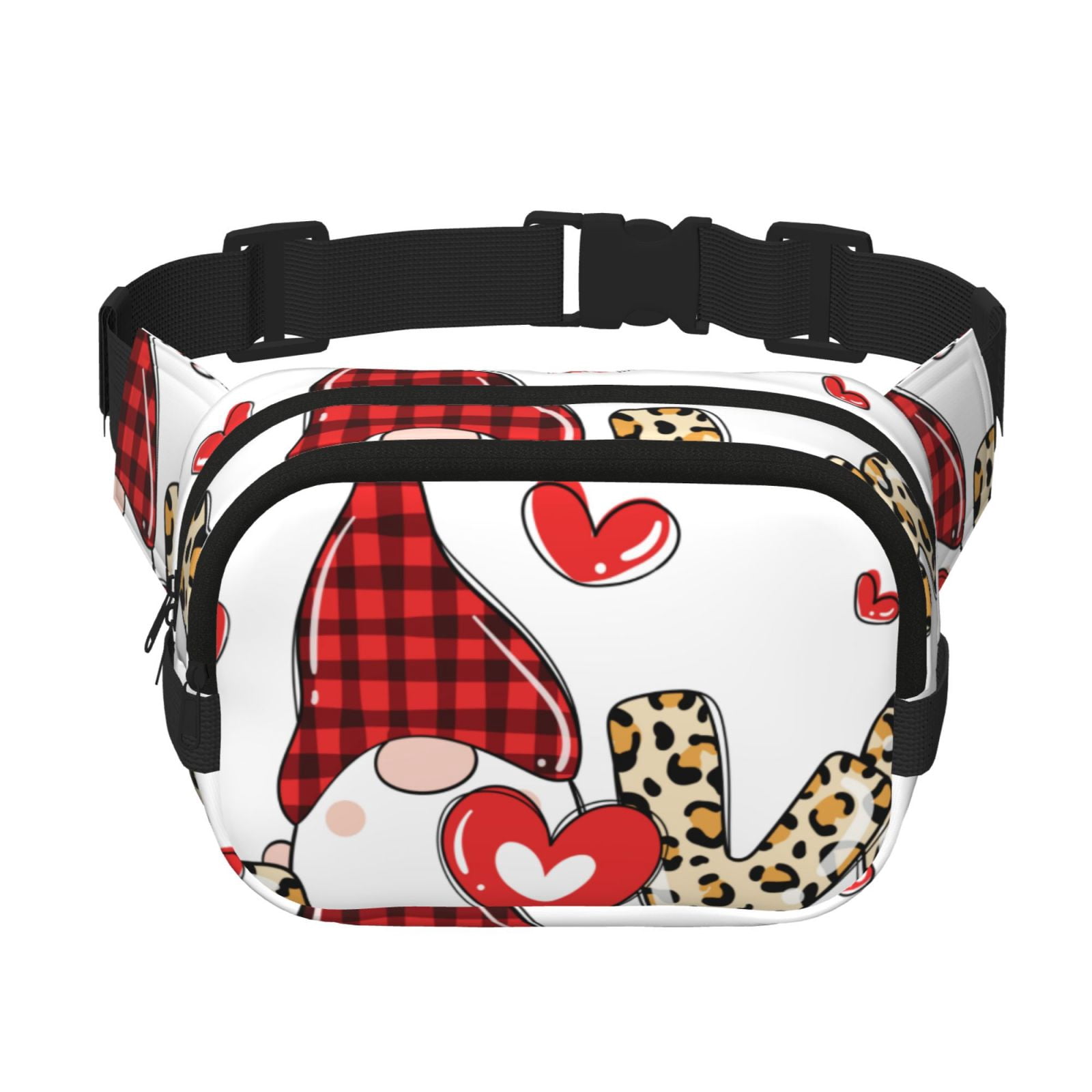 Kdxio Love Gnomes Crossbody Double Layer Waist Bag Belt Bag for Unisex Fanny Pack Fashion Waist Packs for Hiking Running Shopping Traveling