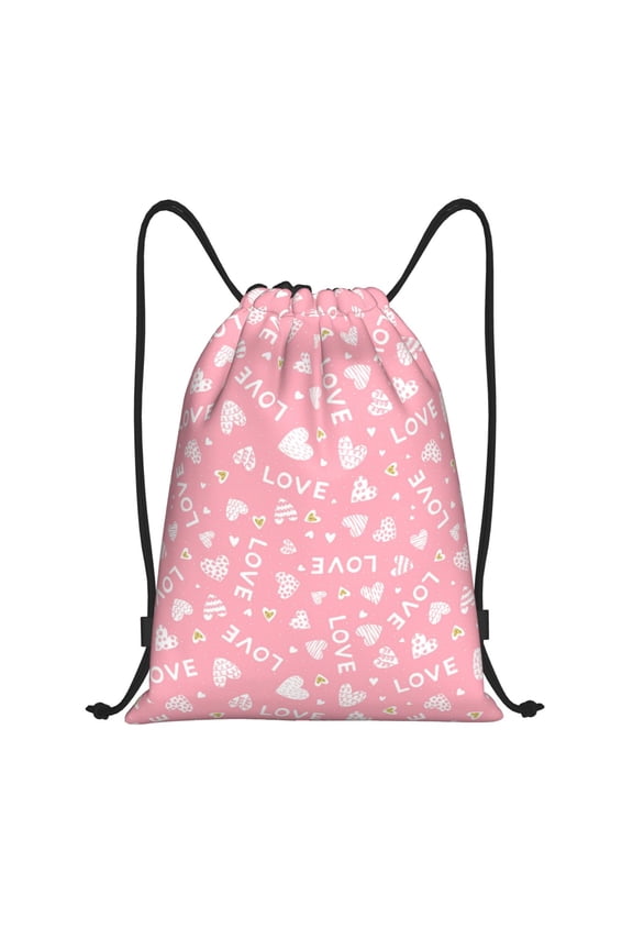 Love Print Drawstring Backpack Bag,Waterproof Draw String Back Sack, Gym Drawstring Bags Swim Bag For Unisex