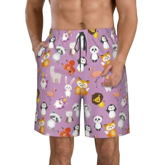 Kdxio Lovely Animals Pattern Mens Casual Shorts - Drawstring Summer Beach Sports Shorts for Men