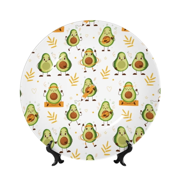 Kdxio Lovely Avocado Bone China Decorative Plate Ceramic Decorative Plate for Home Office Wall Stand Decorative Plates for Home Bedroom-7in