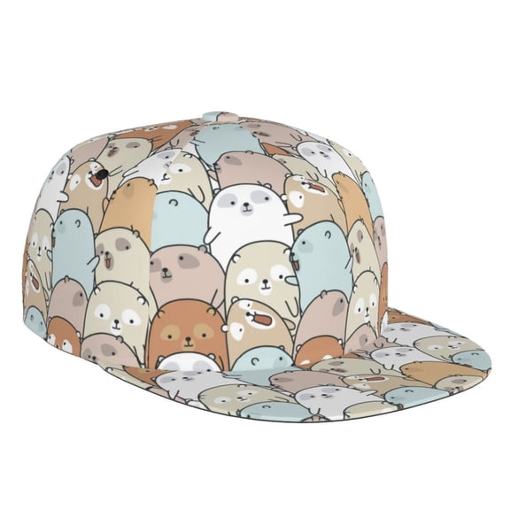 Kdxio Lovely Bear Print Snapback Hat for Men Women,Adjustable Baseball Cap