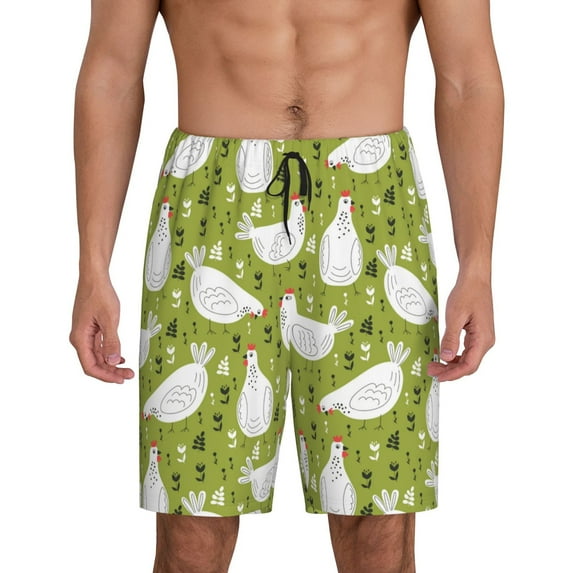 Kdxio Lovely Chickens Print Mens Sleep Shorts Bottoms Soft Comfy Pajama Wear Pants with Drawstring Pockets