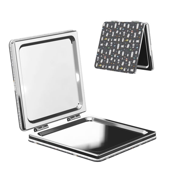 Kdxio Lovely Penguin Pocket Mirror, 1X/2X Travel Makeup Mirror 2-Sided Folding Small Mirror Portable Double-Sided Magnifying Cosmetic Mirror for Gift-Square