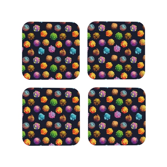 Kdxio Lovely Planet Funny Coasters,4 Pcs Leather Coasters,Housewarming Gifts,Protect Furniture from Water Marks Scratch and Damage