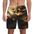 thumbnail image 1 of Kdxio Luxurious Gold Flow Print Men's Swim Trunks with Compression Liner 7 Inch Inseam Quick Dry Swim Shorts, 1 of 5