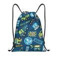 thumbnail image 1 of Kdxio Machinery Road Construction Print Drawstring Backpack Bag,Waterproof Draw String Back Sack, Gym Drawstring Bags Swim Bag For Unisex, 1 of 8