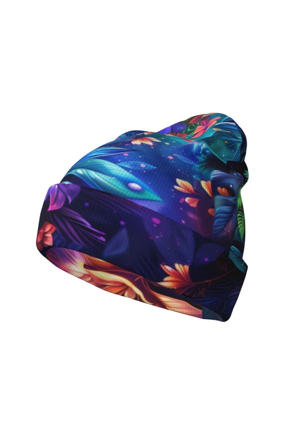 Magic Colorful Forest Leaves Winter Beanie for Men Women Beanie Knit Hat Cuffed Cap Beanie Knit Chunky Snow Cap