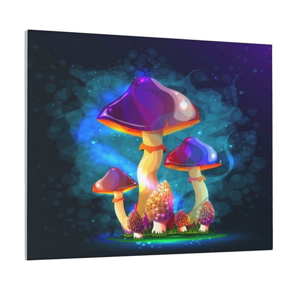 Kdxio Magic Mushrooms ,Fireflies Pattern Canvas Wall Art for Living Room Wall Decor for Bedroom Bathroom Modern Framed Canvas Art Prints Ready to Hang,Horizontal