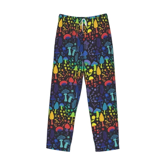 Kdxio Magical Mushrooms and Flowers Print Men's Sleep Pajama Pant Lounge Pants with Pockets