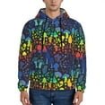 thumbnail image 1 of Kdxio Magical Mushrooms and Flowers Print Mens Casual Hooded Collar Drawstring Hoodies Pullover Sweatshirts Casual Long Sleeve Shirts-Medium, 1 of 7