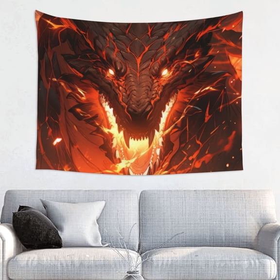 Kdxio Magma Fire Black Dragon Wall Hanging Tapestries Banner For Bedroom College Dorm Home Living Room Party Decor 29X37 In