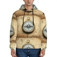 Kdxio Old Compass On World Map Print Mens Casual Hooded Collar