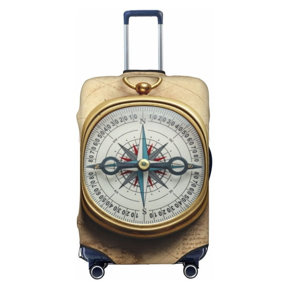 Kdxio Magnetic Old Compass On World Map Pattern Luggage Cover for Travel,Elastic and Durable,Fits 18-32 Inch,Anti-Scratch Suitcase Protector-No luggage included