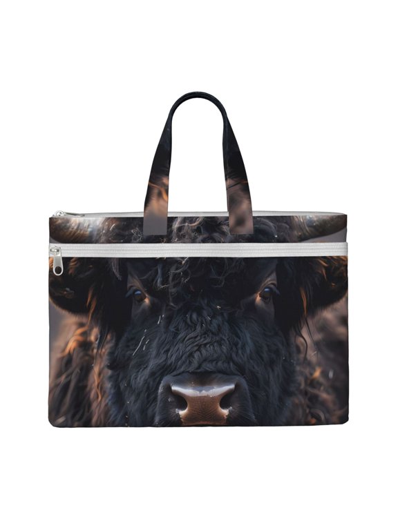 Majestic Black Yak File Tote Document Bag Business Briefcase Bag Document Organizer Tote Briefcase for Letter A4 Files Business Teacher Office Bag