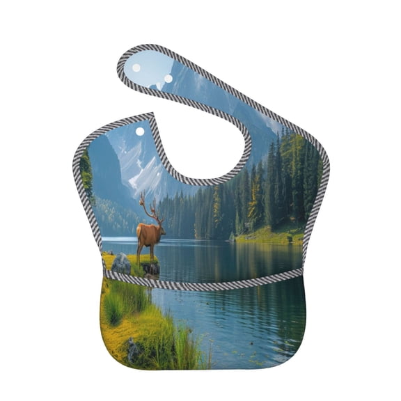 Kdxio Majestic Deer Mountain Lake Bibs For Babies, Baby Bibs for Eating, Toddler Bibs, Waterproof Bibs, Feeding Bibs, for Toddlers, Boys, Girls