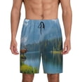 thumbnail image 1 of Kdxio Majestic Deer Mountain Lake Print Mens Sleep Shorts Bottoms Soft Comfy Pajama Wear Pants with Drawstring Pockets, 1 of 5
