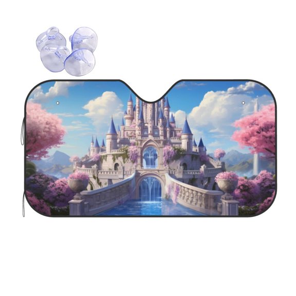 Kdxio Majestic Fantasy Castle Print Front Windshield Sun Shade,Folding Auto Sunshade for Car Truck SUV-Small