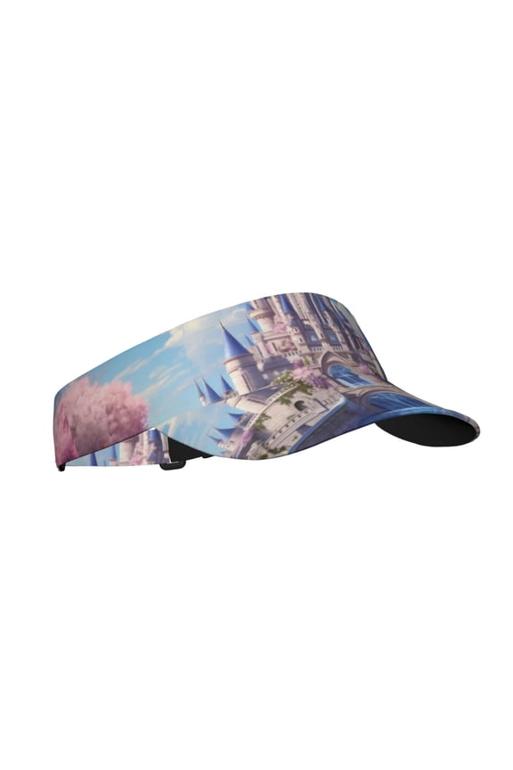 Majestic Fantasy Castle Print Sun Visor Hat Golf Visor Adjustable Velcro Outdoor Sports Cap for Men Women