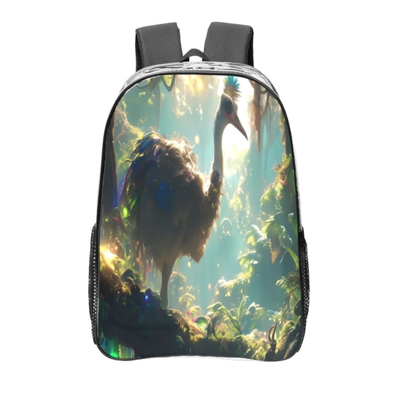 Kdxio Majestic Ostrich In Forest Clear Backpack, Transparent Bookbag for School for Women Men, Capacity Clear Bag for College, Travel