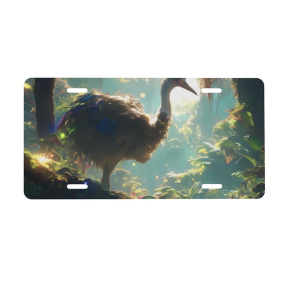 Kdxio Majestic Ostrich In Forest License Plate Car Front License Plate Car Decoration Car Accessories Front Tag Plate Standard Size