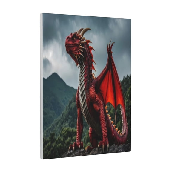 Kdxio Majestic Red Dragon Pattern Canvas Wall Art 12x16 Inches - Waterproof HD Print Solid Wood Frame for Living Room & Bathroom,Vertical